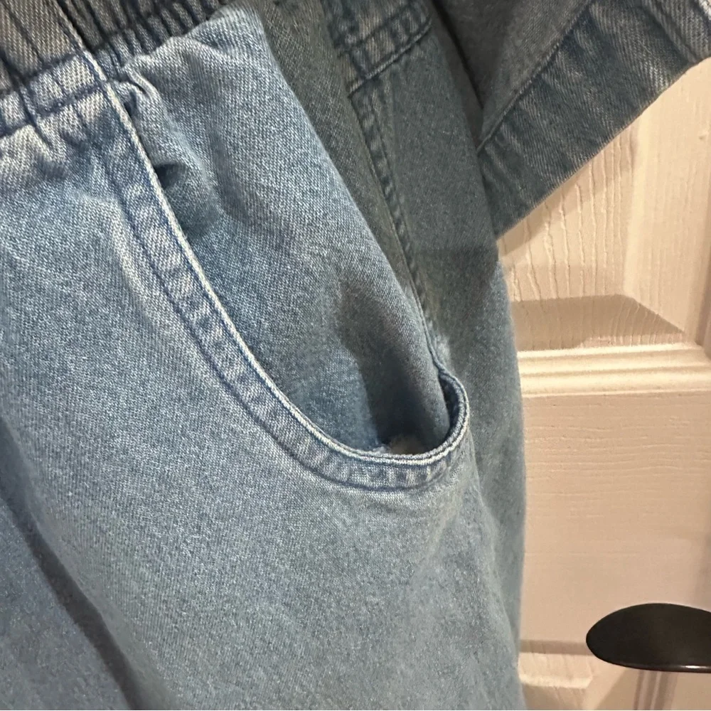 Ms. Lee Vintage Floral Embroidered Denim Set with Red Gingham Top Medium - Picture 8 of 13